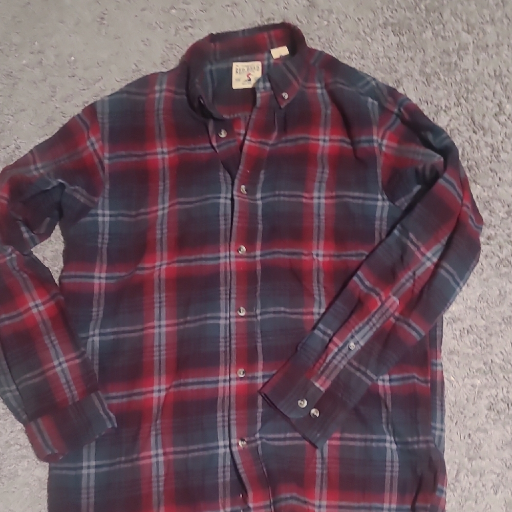 RedHead Red and Blue Plaid Casual Button Down Shirt